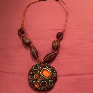 Red orange Afro Indian necklace